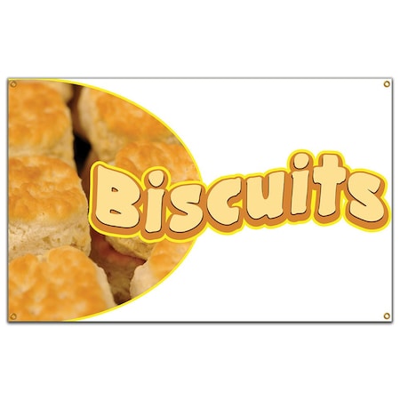Signmission Biscuits Banner Concession Stand Food Truck Single Sided B-120 Biscuits19